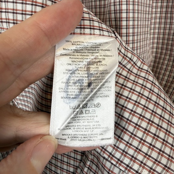Brooks Brothers Regent Shirt 16 32 Brown White Check Non Iron Supima Cotton - Picture 4 of 9